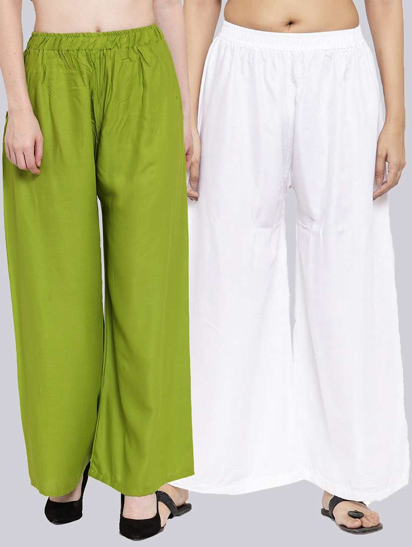 pack of 2 solid flared palazzos