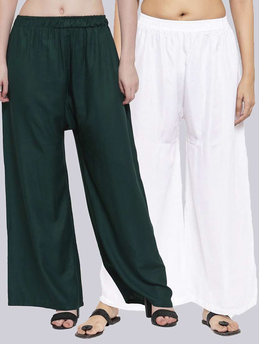 pack of 2 solid flared palazzos