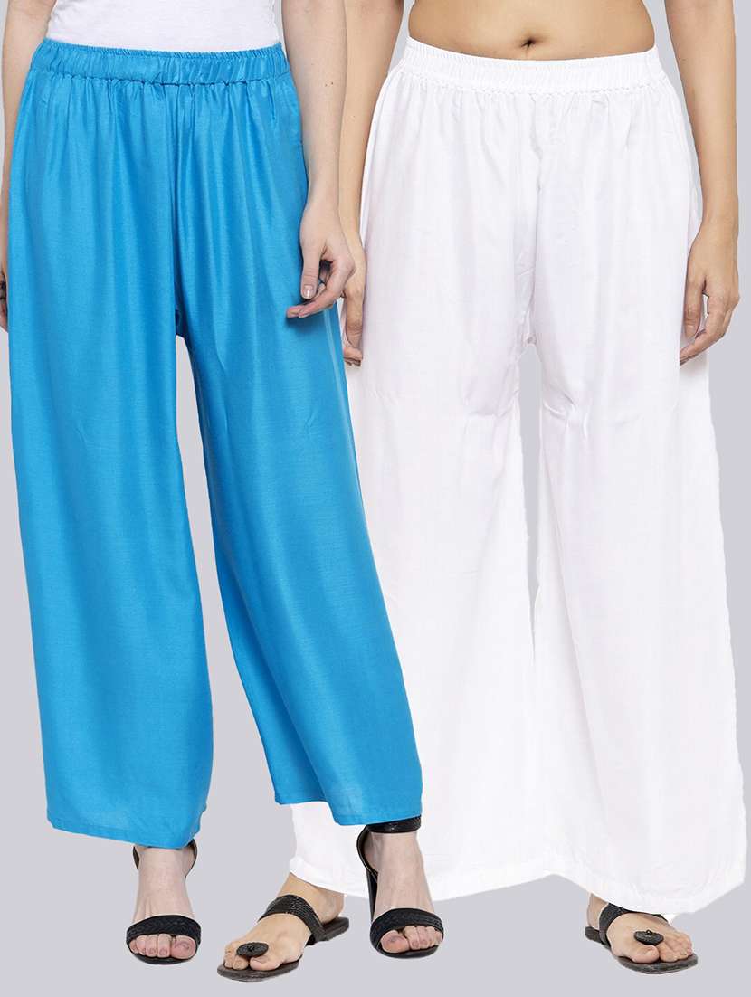 pack of 2 solid flared palazzos