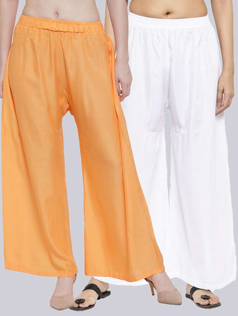 pack of 2 solid flared palazzos