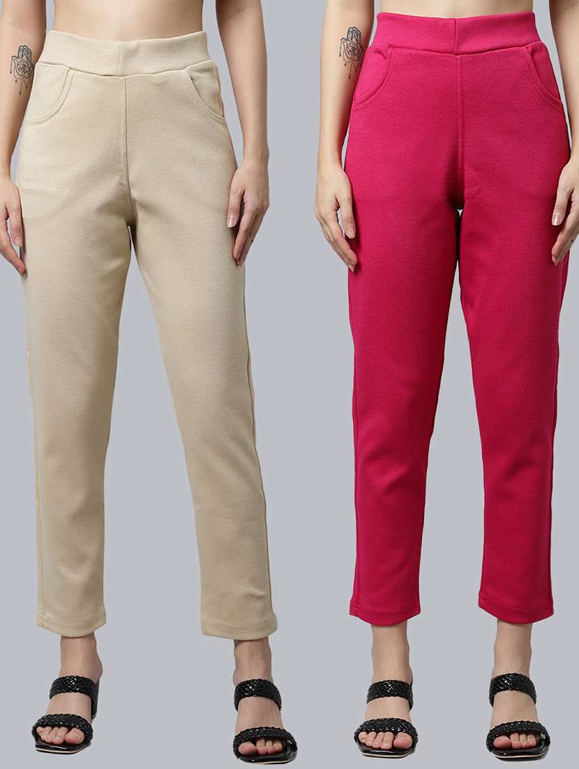 pack of 2 solid woolen leggings 
