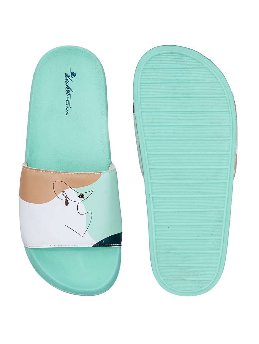 women printed slides flip flop - 18547240 - Standard Image - 3