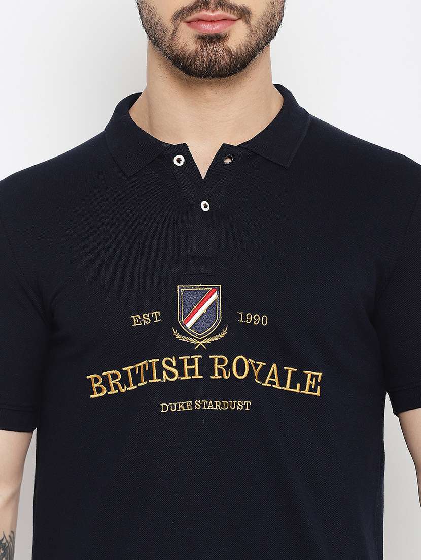 navy blue chest print polo t-shirt  - 18547930 -  Standard Image - 3
