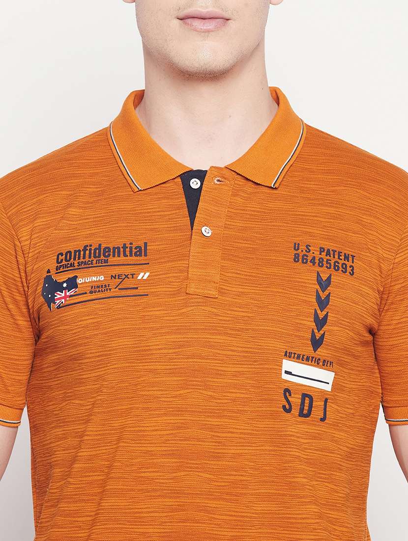 orange chest print polo t-shirt - 18547933 - Standard Image - 3