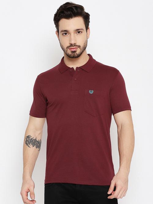 maroon solid polo t-shirt - 18547950 - Standard Image - 0