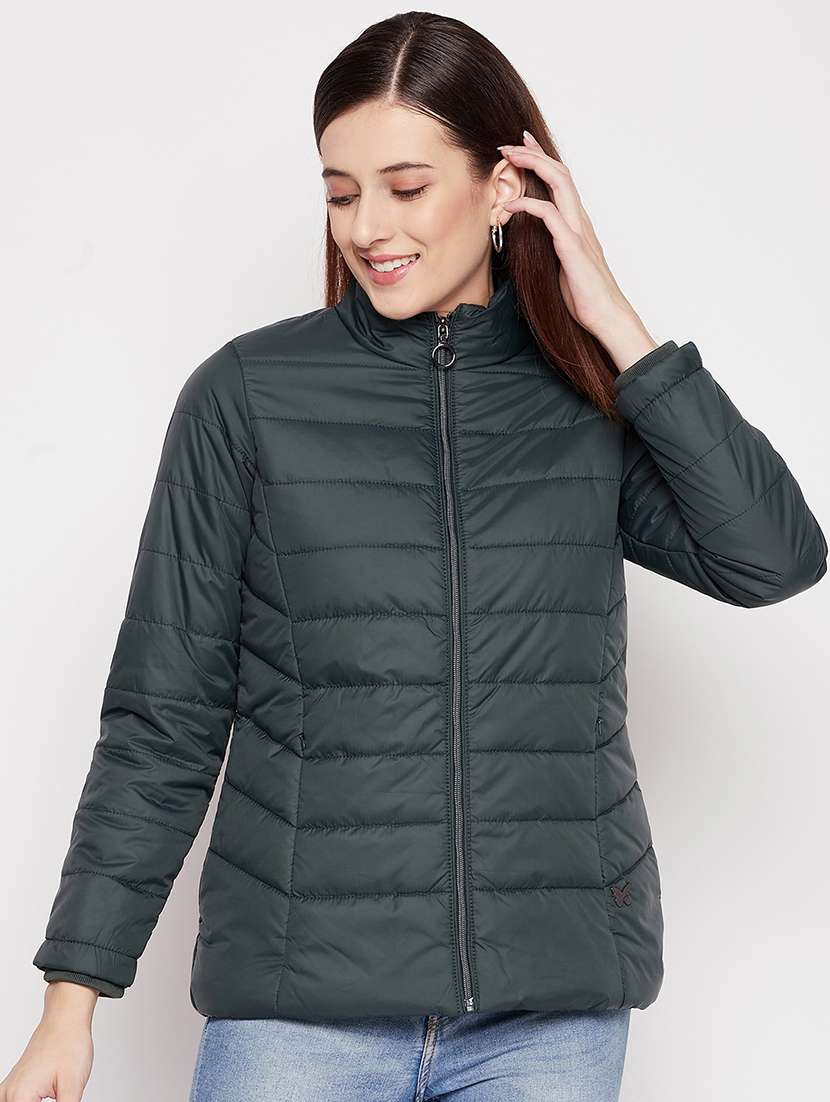 long sleeved solid quilted & padded jacket - 18548448 - Zoom Image - 0