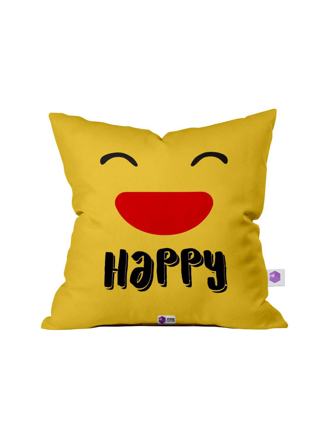 crazy corner yellow printed cushion ( 12 x 12 inches )