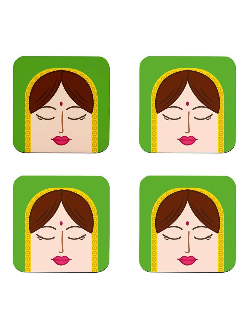 sanskari mom printed coaster set