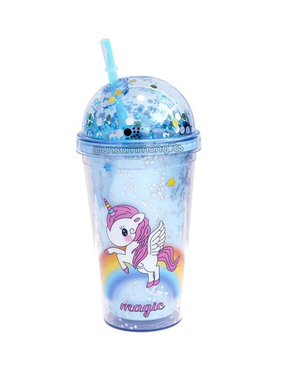 blue magic unicorn sipper/water bottle (450 ml)