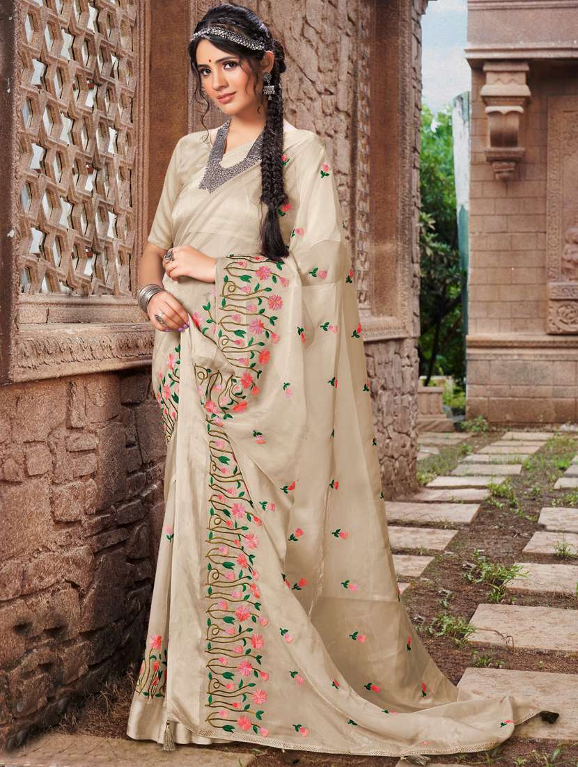 women's embroidered saree with blouse