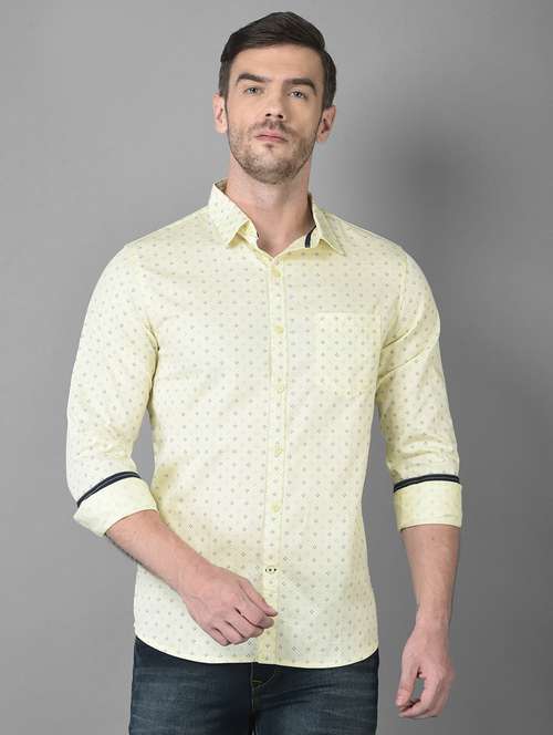 lemon yellow printed casual shirt - 18559961 - Standard Image - 0