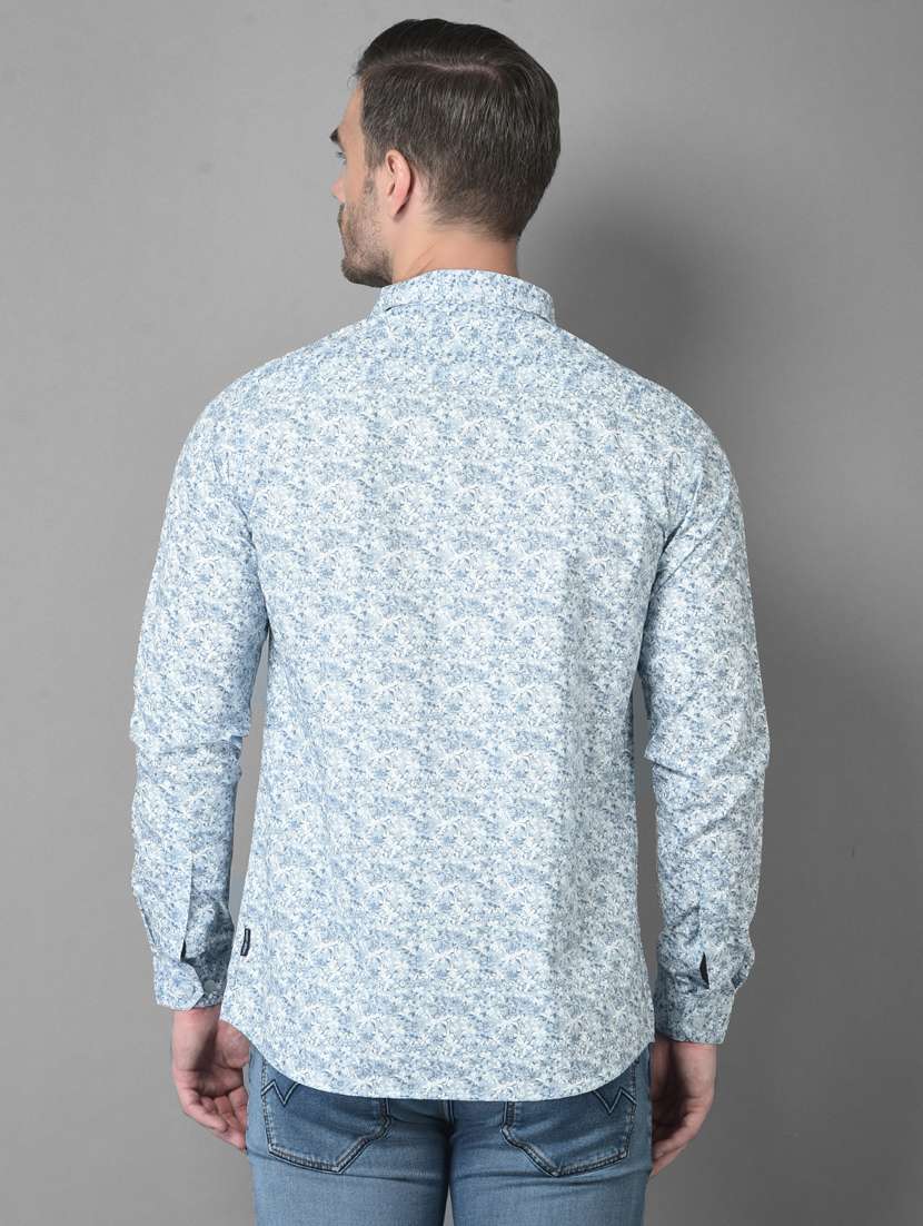light blue printed casual shirt - 18559972 - Standard Image - 3