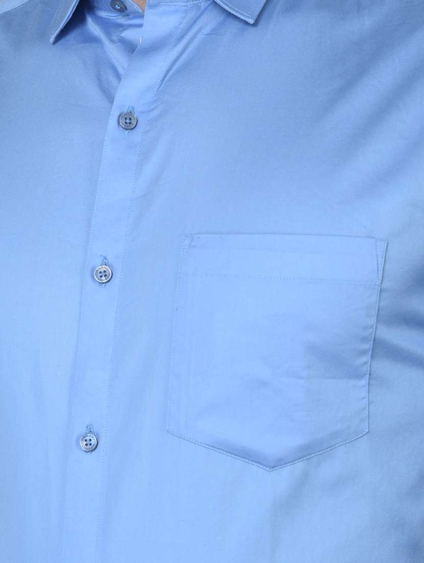 blue solid formal shirt - 18559980 - Standard Image - 5