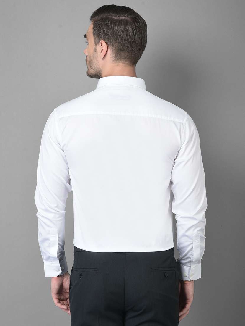 white solid formal shirt - 18559981 - Standard Image - 3