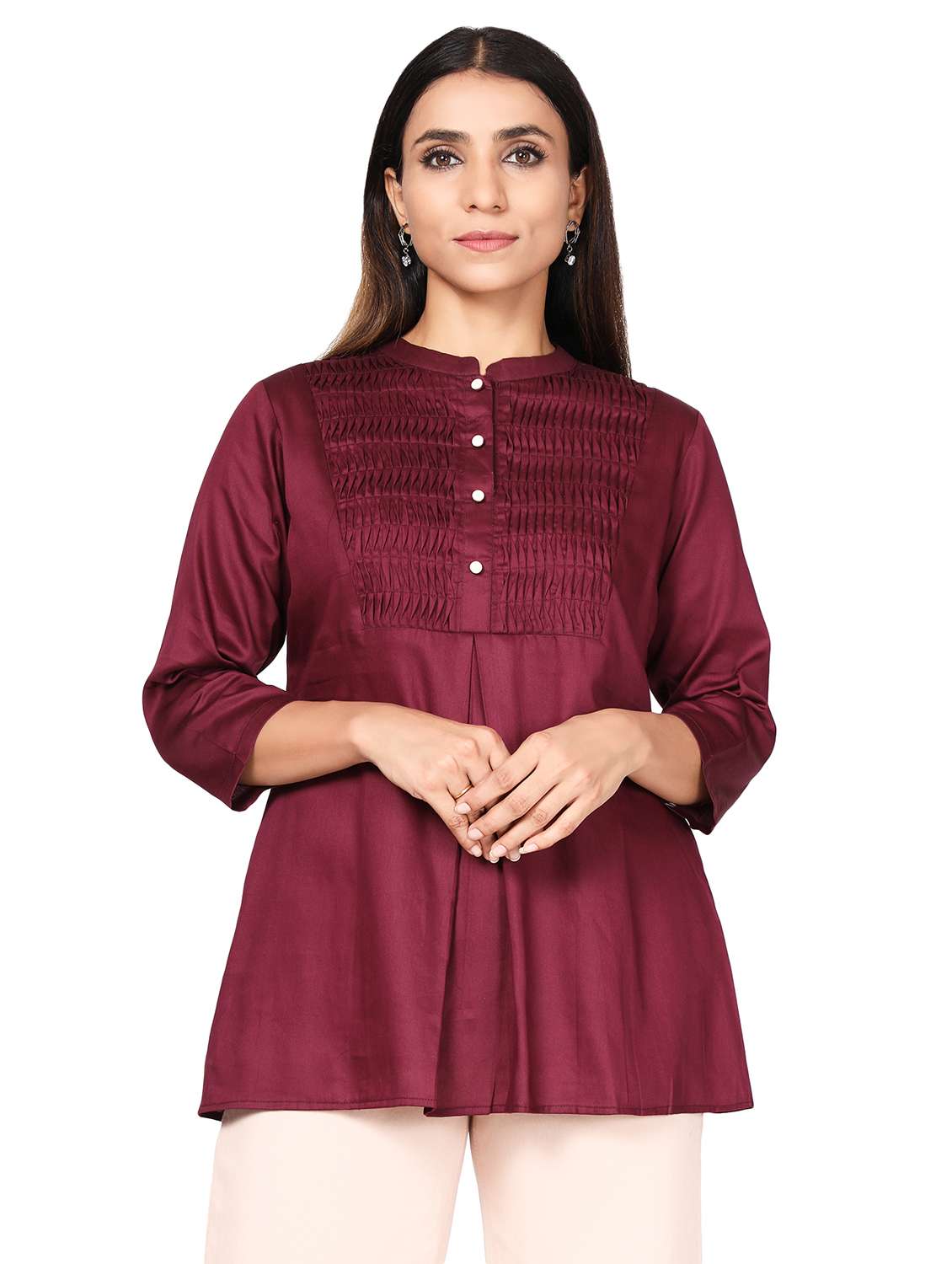 mandarin neck solid tunic 