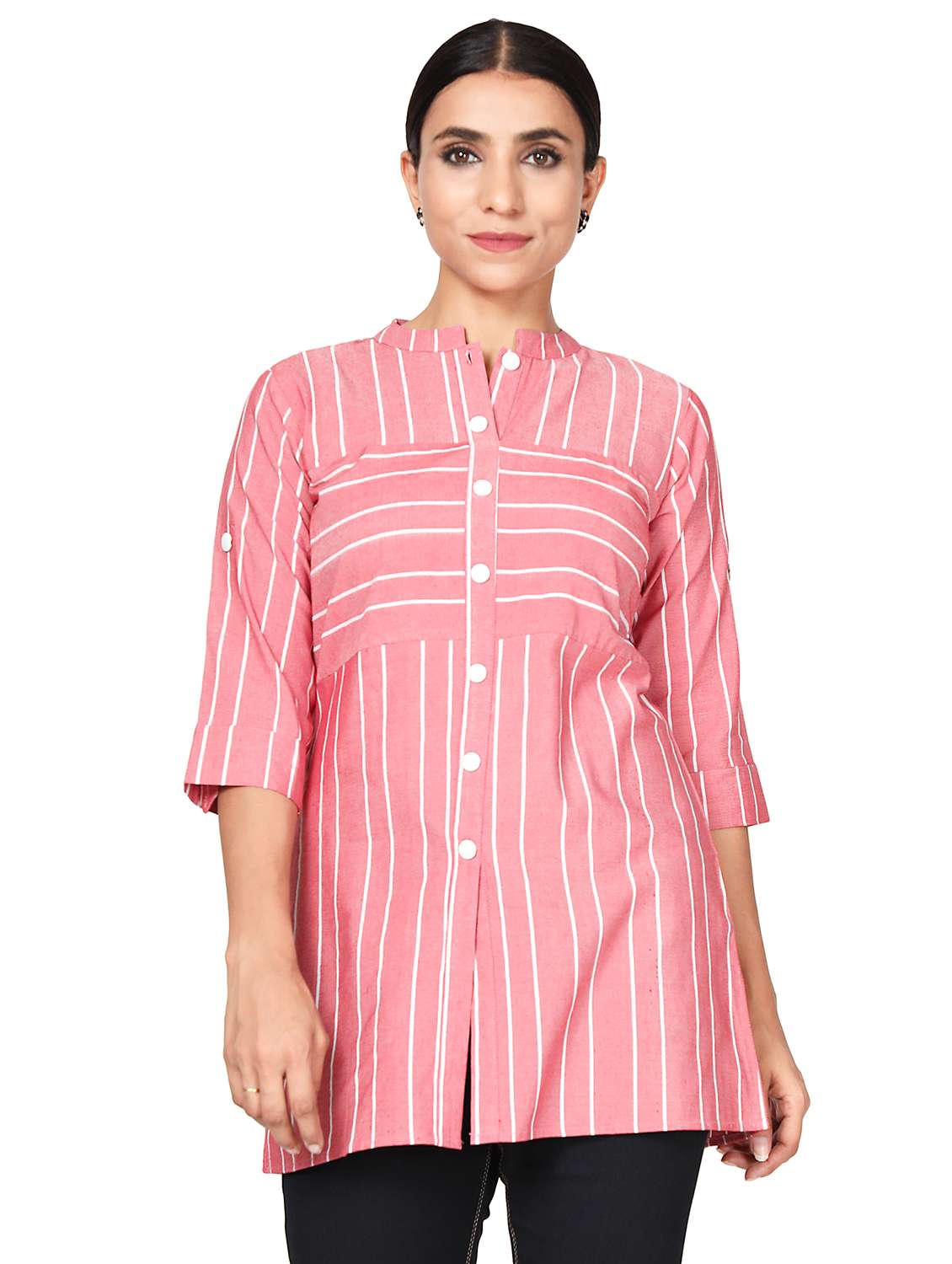 mandarin neck striped tunic 