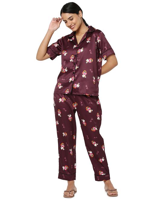 quirky printed nightwear pajama set - 18564509 - Standard Image - 0