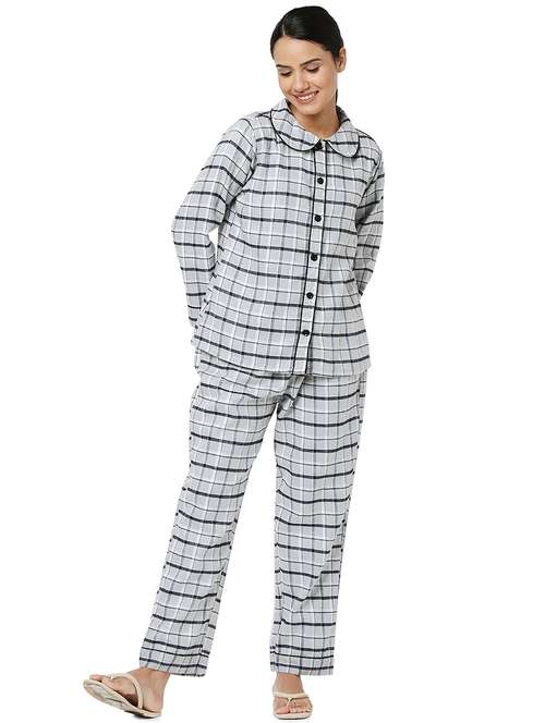 checkered printed nightwear pajama set  - 18564511 -  Standard Image - 0