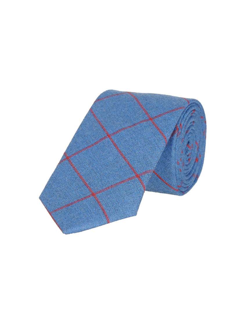 men checkered semi wool tie
