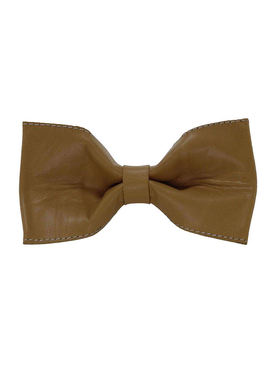 brown leather bow tie