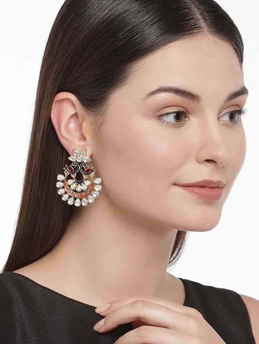 gold metal chandballi earring - 18565462 - Standard Image - 3