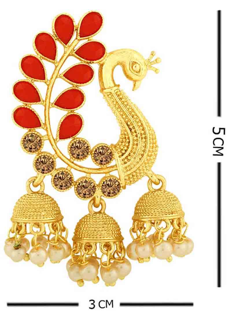 red metal jhumka earring - 18565522 - Standard Image - 3