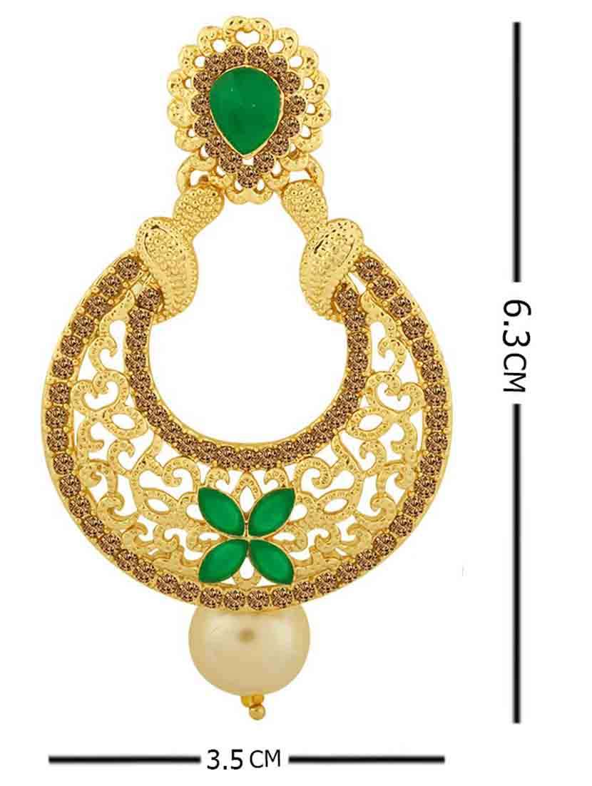 green metal chandballi earring - 18565524 - Standard Image - 3