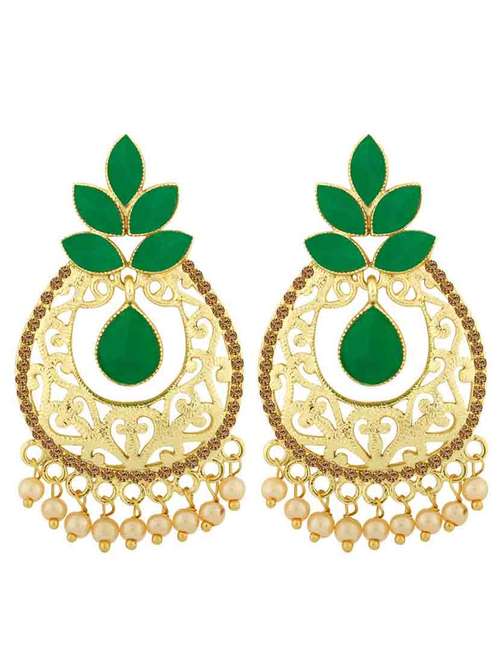 green metal chandballi earring - 18565527 -  Standard Image - 0