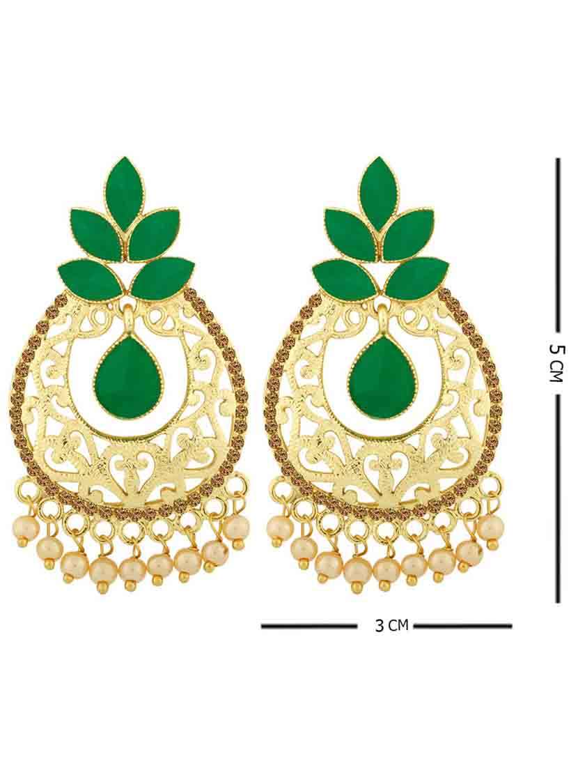 green metal chandballi earring - 18565527 -  Standard Image - 3