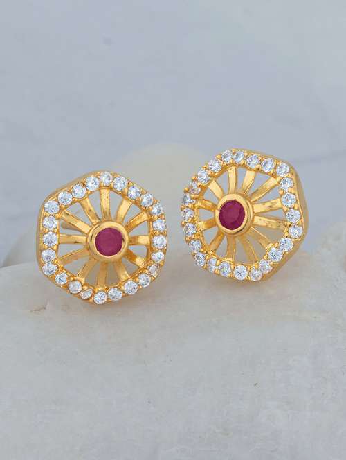 gold brass studs earring - 18565654 - Standard Image - 0