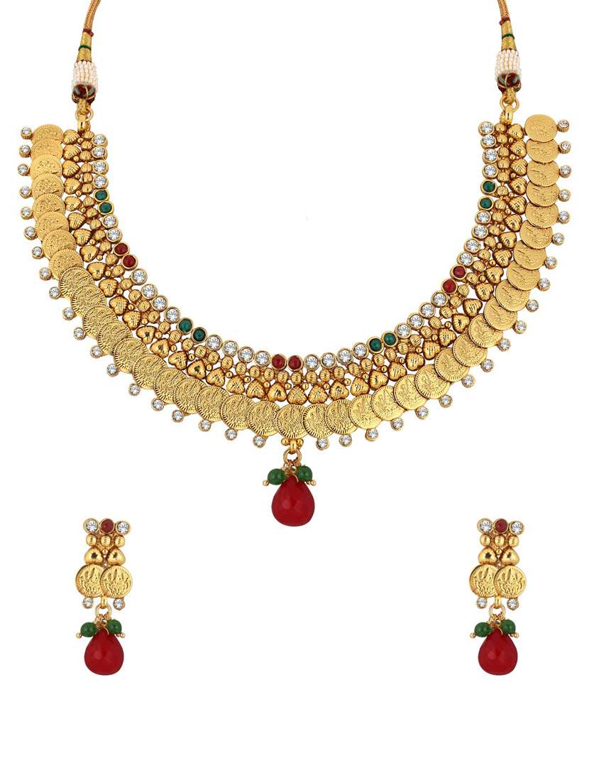 gold plated necklace earing set - 18565744 - Zoom Image - 0