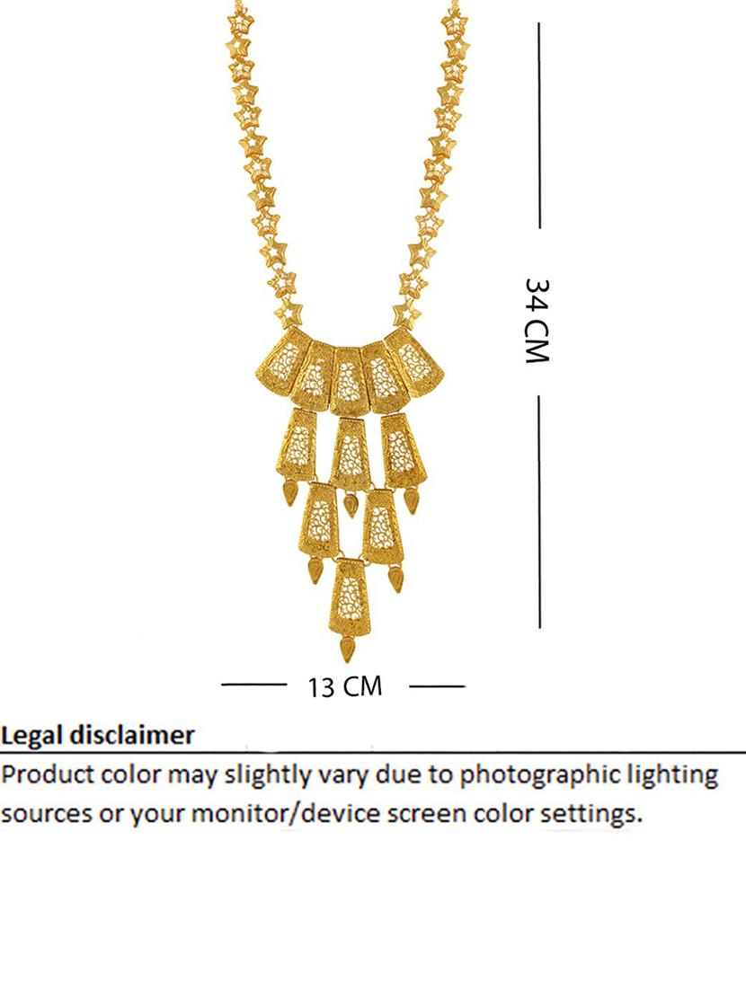 gold plated necklace earing set with mangtikka - 18565768 - Standard Image - 3