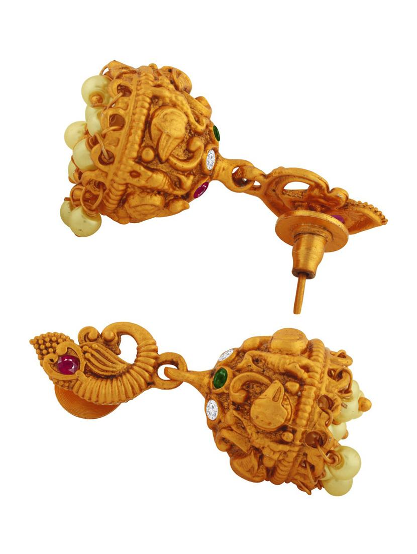 gold plated necklace earing set - 18565790 - Standard Image - 5