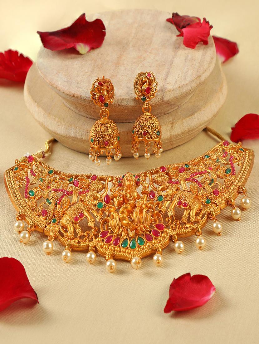 gold plated necklace earring set  - 18565805 -  Zoom Image - 0