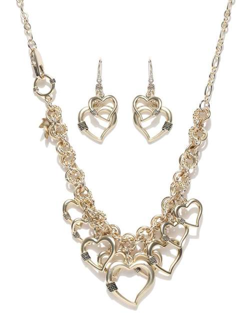 floral alloy gold plated collar necklace set - 18565827 - Standard Image - 0