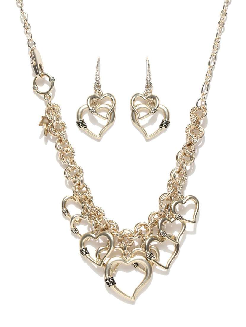  floral alloy gold plated collar necklace set 