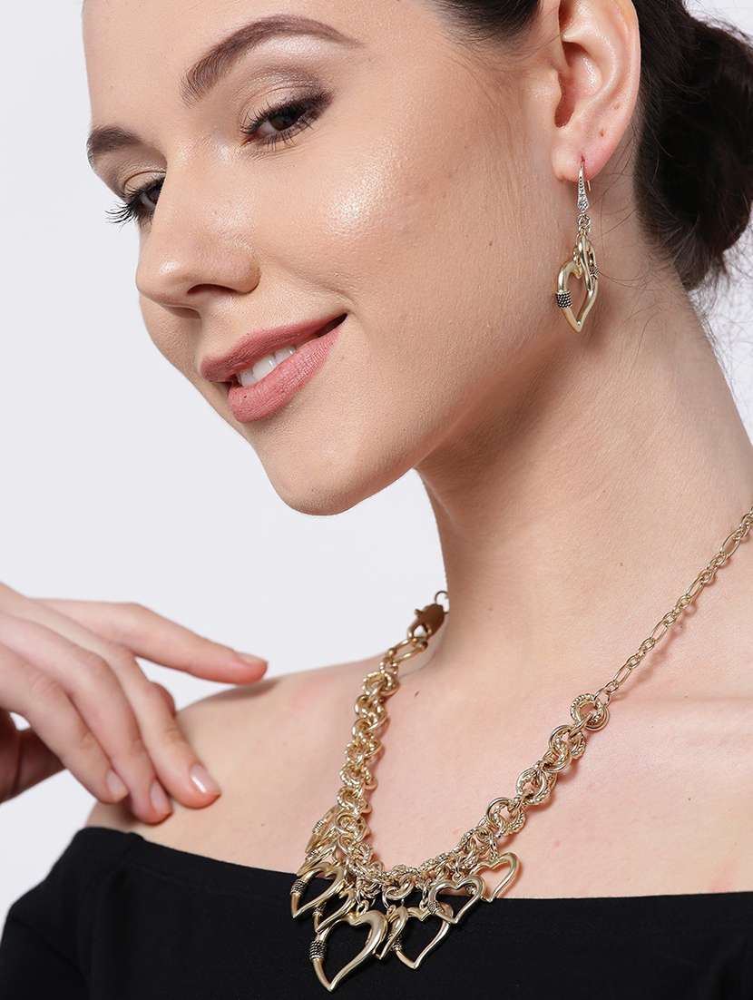 floral alloy gold plated collar necklace set - 18565827 - Standard Image - 3