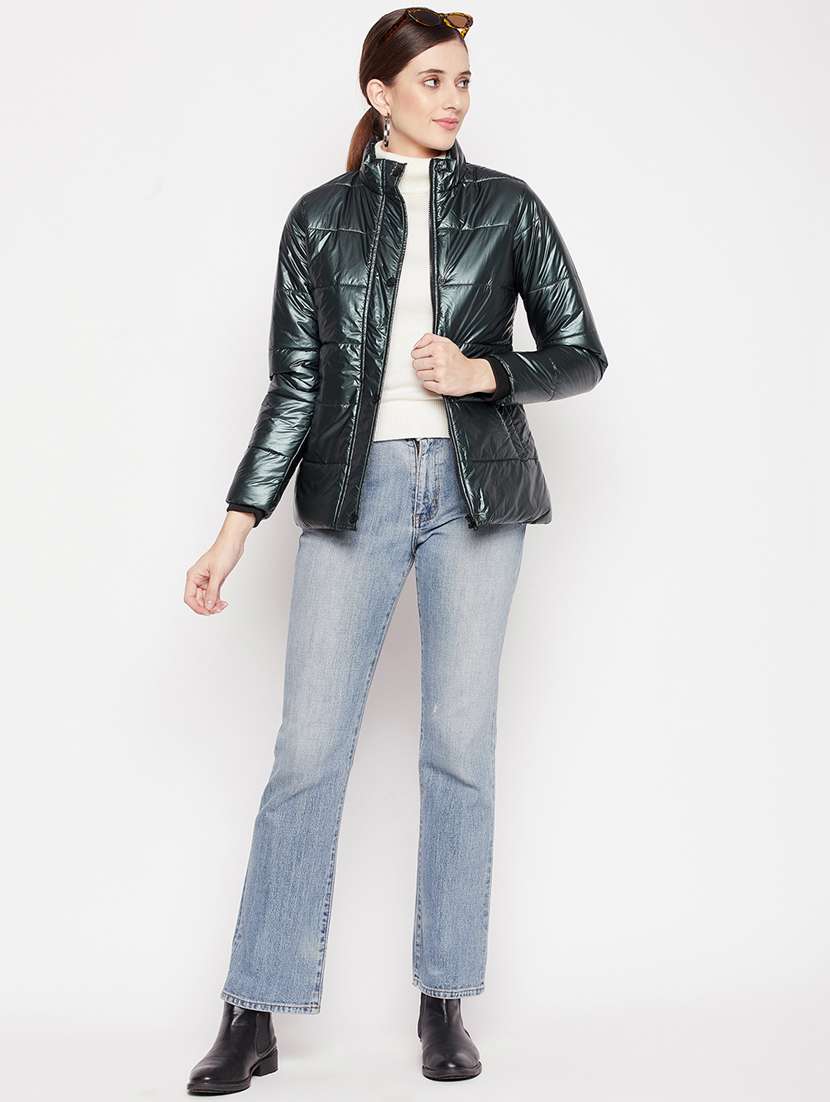 women solid long sleeve quilted jacket  - 18566490 -  Standard Image - 3