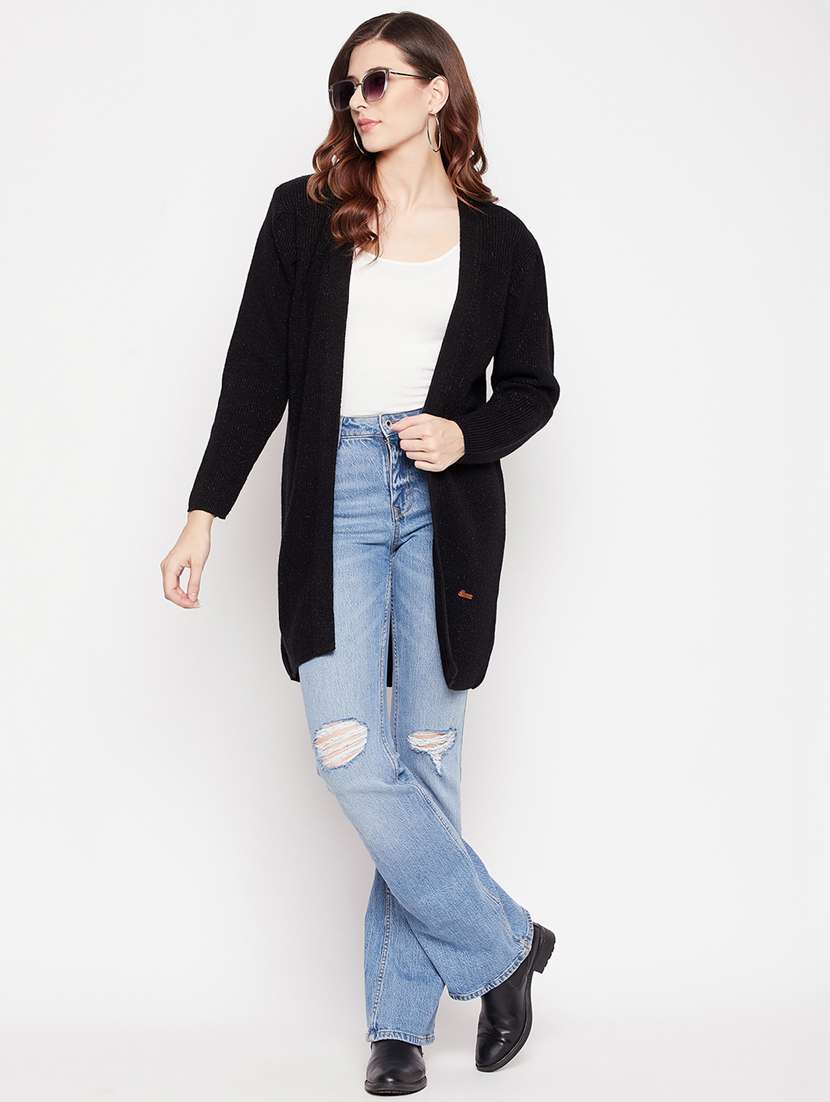 long sleeved self design shrug - 18566513 - Standard Image - 3