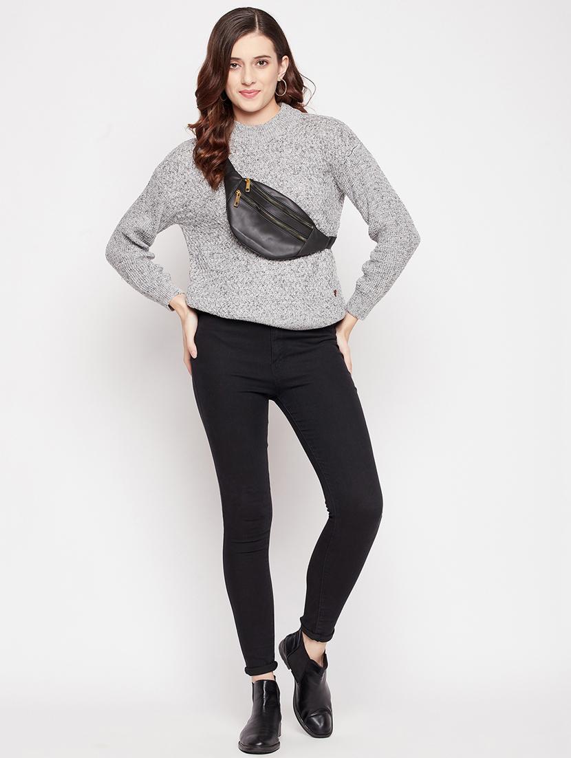 high neck solid pullover - 18566515 - Standard Image - 3