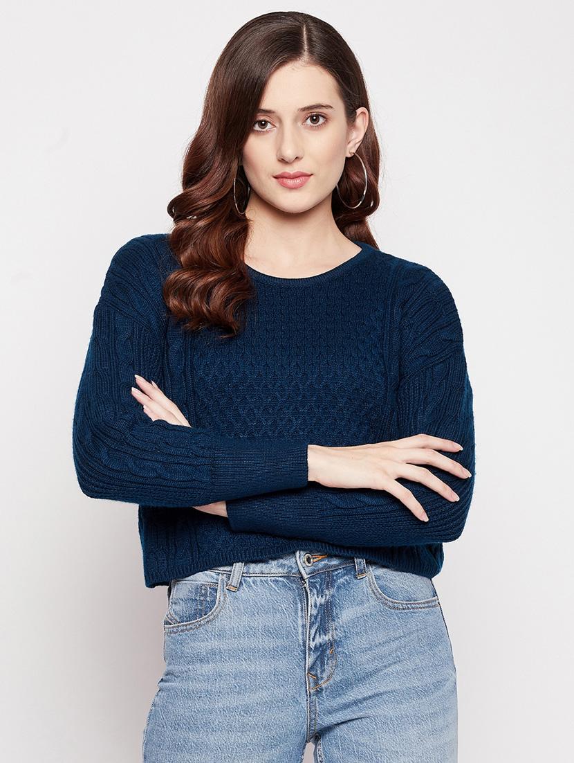 round neck wool crop pullover - 18566519 - Zoom Image - 0