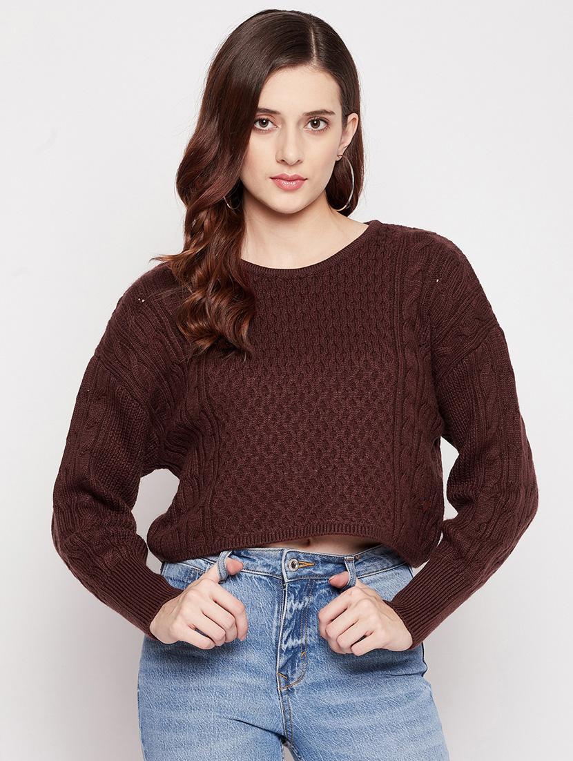 round neck wool crop pullover - 18566520 - Zoom Image - 0