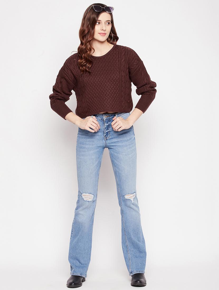 round neck wool crop pullover - 18566520 - Standard Image - 3