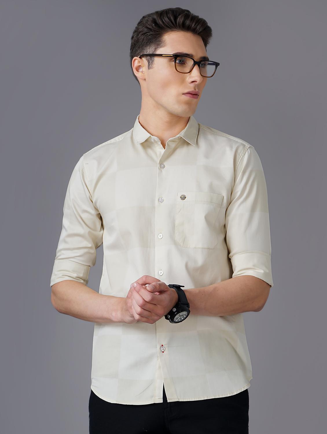beige checkered casual shirt - 18566613 -  Zoom Image - 0