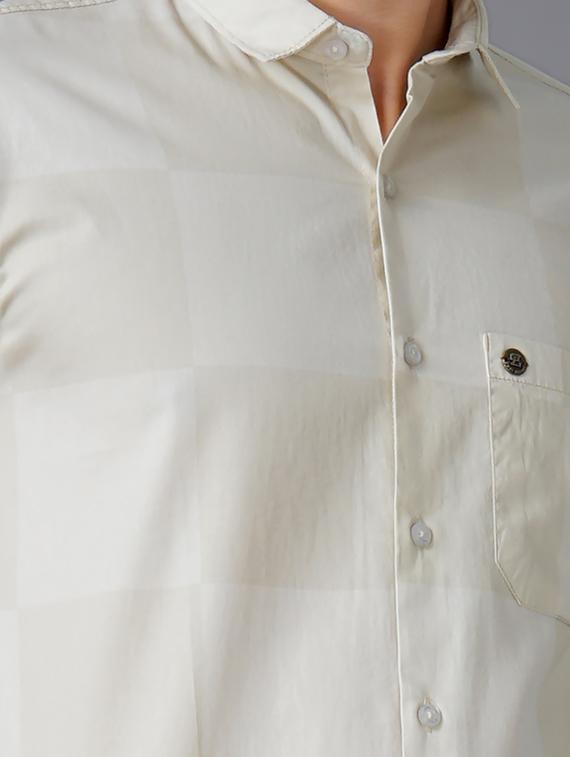 beige checkered casual shirt - 18566613 - Standard Image - 3