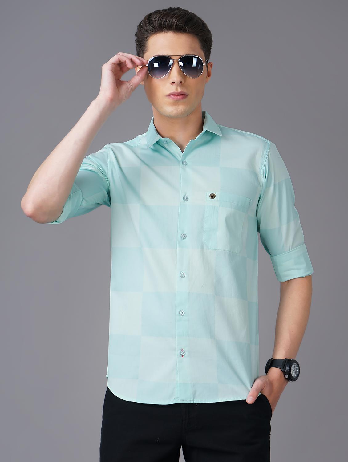 light blue checkered casual shirt - 18566614 - Zoom Image - 0