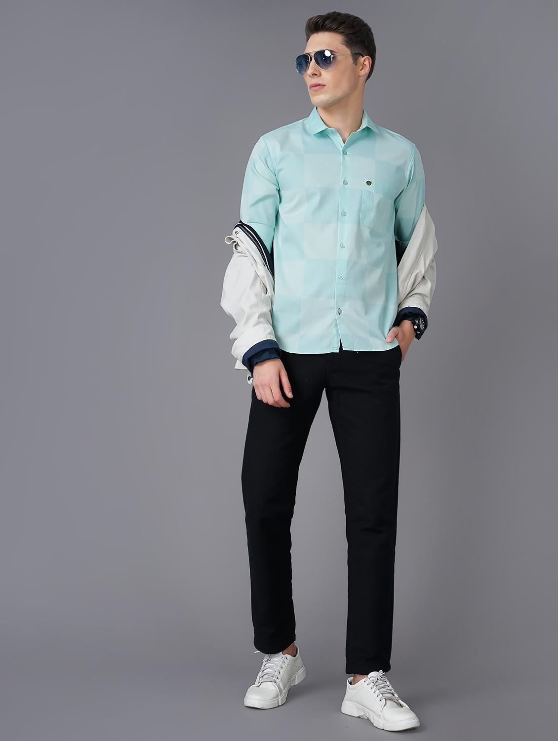 light blue checkered casual shirt - 18566614 - Standard Image - 3