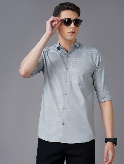 grey checkered casual shirt - 18566616 -  Standard Image - 0