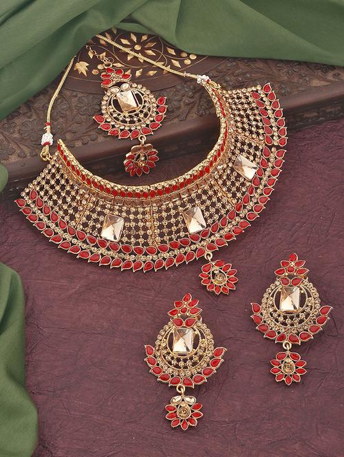 gold plated necklace with earrings - 18566768 - Standard Image - 0