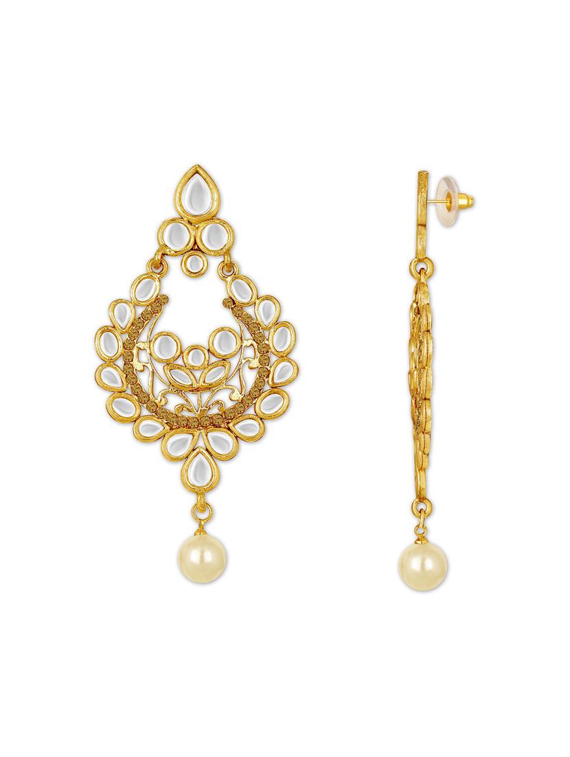 gold plated earring maang tikka set - 18566796 - Standard Image - 3